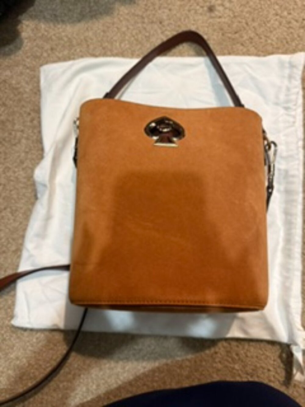Kate Spade Marti Suede Bucket Bag Crossbody Cognac
